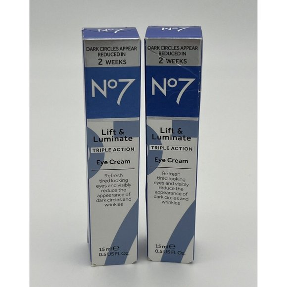 No7 Lift & Luminate Triple Action Eye Cream 0.5 oz Lot of 2 - Picture 1 of 4